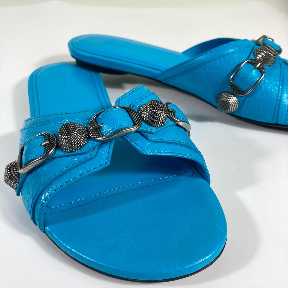 NWB Balenciaga Cagole Slide Sandal Cyan Size 36.5EU 6.5US 694342WAD4E - Picture 14 of 17